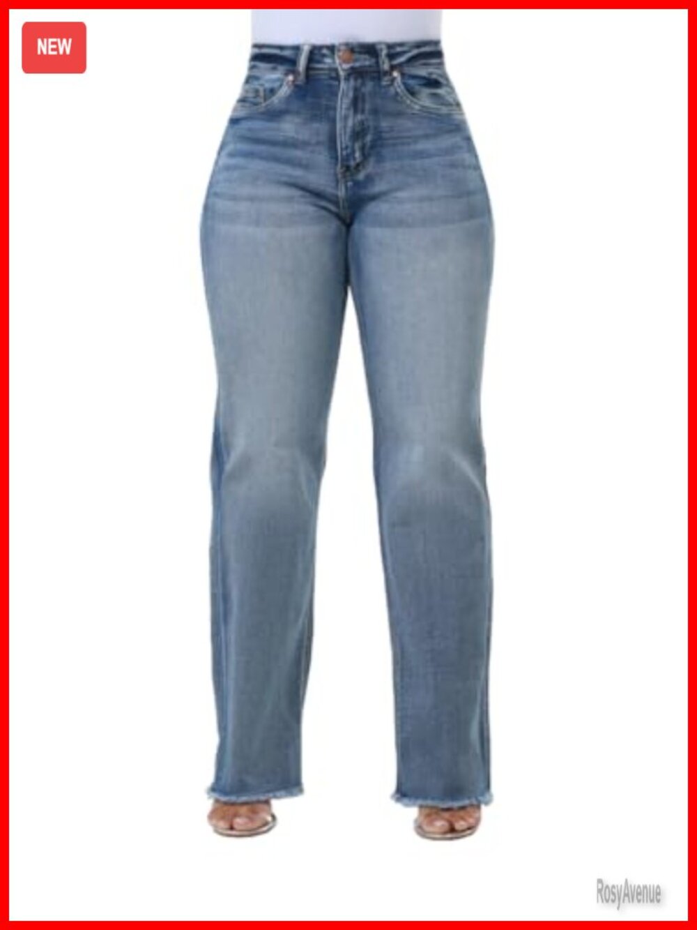 Women's Wide Leg Straight Jeans High Waisted Baggy Stretch Loose Denim Pants